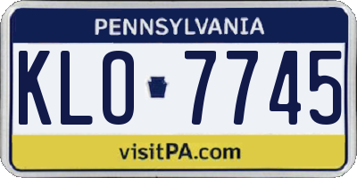 PA license plate KLO7745