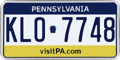 PA license plate KLO7748