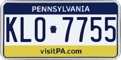 PA license plate KLO7755