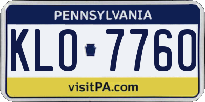 PA license plate KLO7760