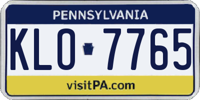 PA license plate KLO7765