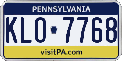 PA license plate KLO7768