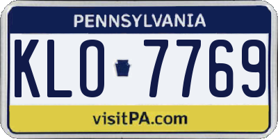 PA license plate KLO7769
