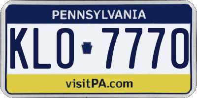 PA license plate KLO7770