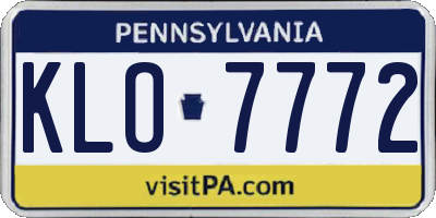 PA license plate KLO7772