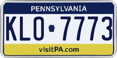 PA license plate KLO7773