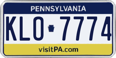 PA license plate KLO7774