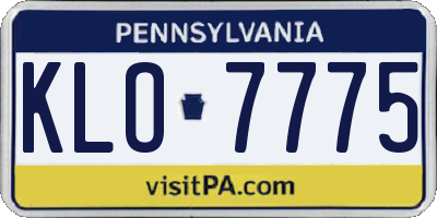 PA license plate KLO7775