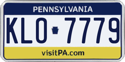 PA license plate KLO7779