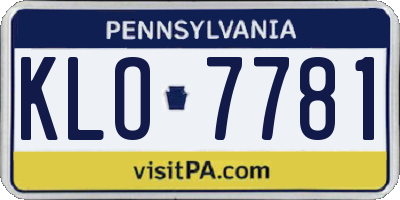 PA license plate KLO7781