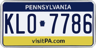 PA license plate KLO7786