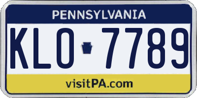 PA license plate KLO7789