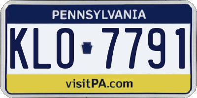 PA license plate KLO7791