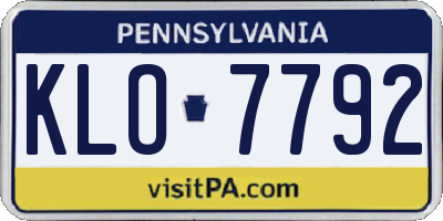 PA license plate KLO7792