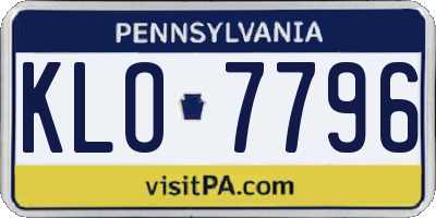 PA license plate KLO7796
