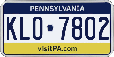 PA license plate KLO7802