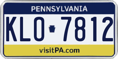 PA license plate KLO7812