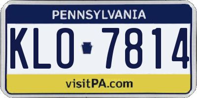 PA license plate KLO7814