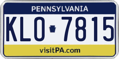 PA license plate KLO7815
