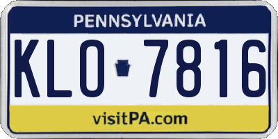 PA license plate KLO7816