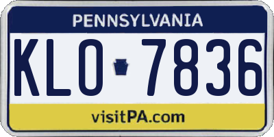 PA license plate KLO7836