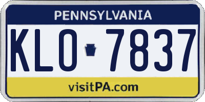 PA license plate KLO7837