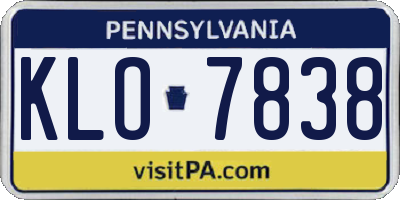 PA license plate KLO7838