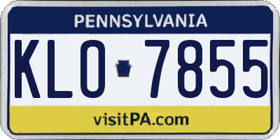 PA license plate KLO7855