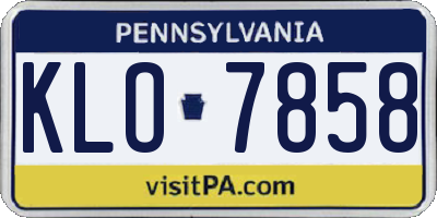 PA license plate KLO7858