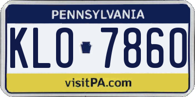 PA license plate KLO7860
