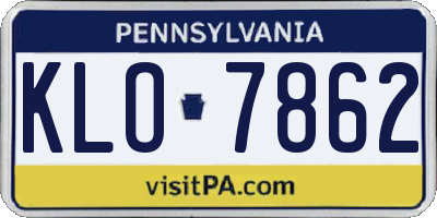PA license plate KLO7862