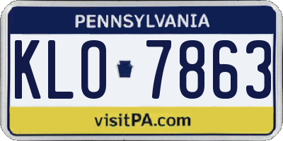 PA license plate KLO7863