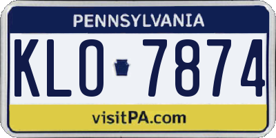 PA license plate KLO7874