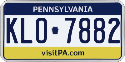 PA license plate KLO7882