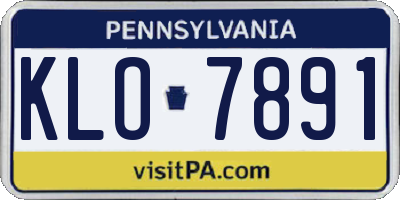 PA license plate KLO7891
