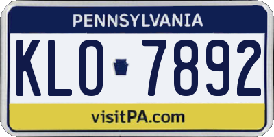 PA license plate KLO7892