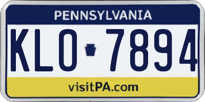PA license plate KLO7894