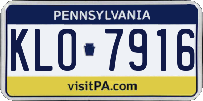 PA license plate KLO7916
