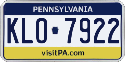 PA license plate KLO7922