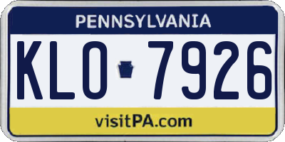 PA license plate KLO7926