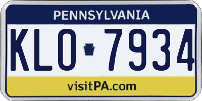 PA license plate KLO7934