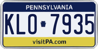 PA license plate KLO7935