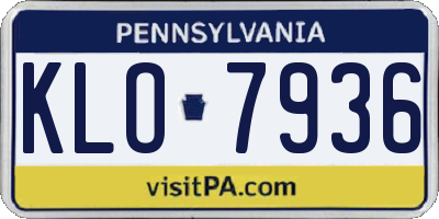 PA license plate KLO7936
