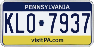 PA license plate KLO7937