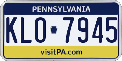PA license plate KLO7945