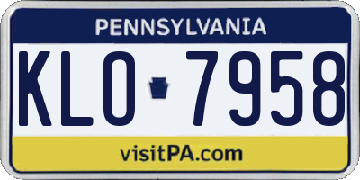PA license plate KLO7958