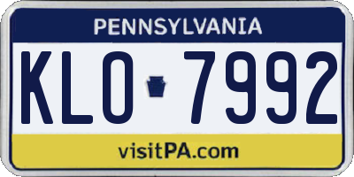 PA license plate KLO7992