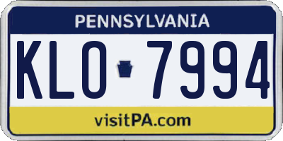 PA license plate KLO7994