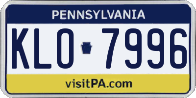 PA license plate KLO7996
