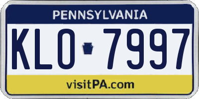 PA license plate KLO7997